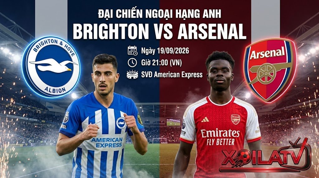 Nhận định bóng đá Brighton vs Arsenal vòng 5 Ngoại hạng Anh mùa giải 2026/27 chi tiết nhất.